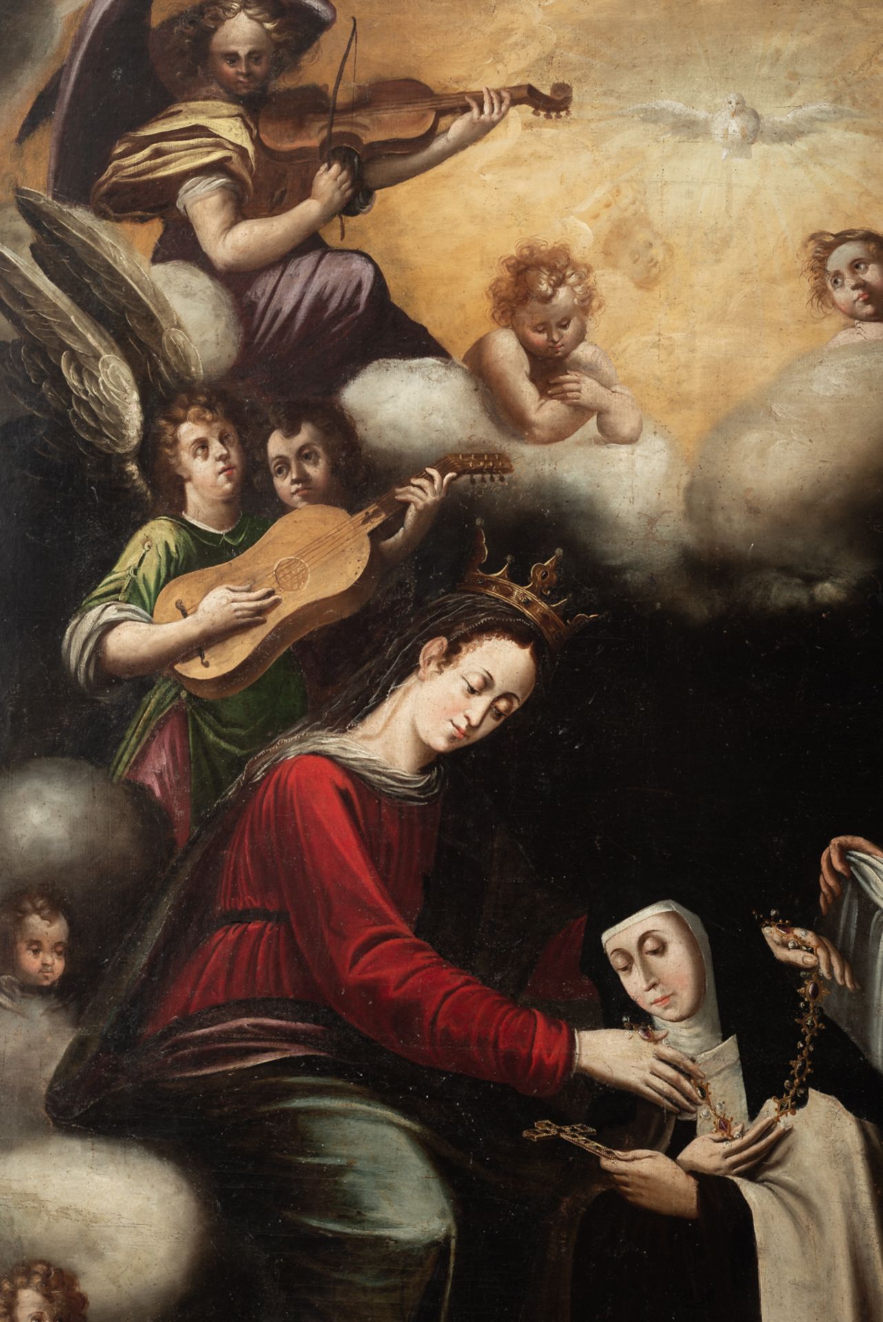 Sevillan school, 17th century. Teresa of Avila Receives the Veil and Necklace from the Virgin and St - Bild 2 aus 7