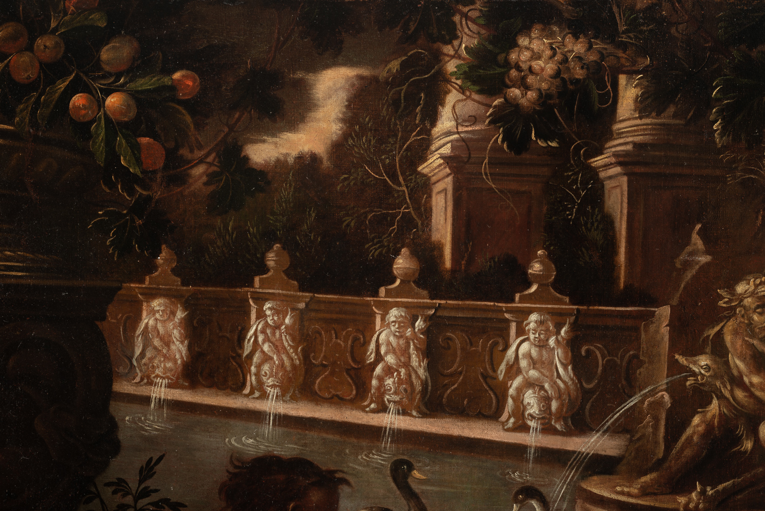 Italian school, 17th century. Garden with fountain and cupids. - Image 5 of 6