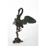 Chinese school, 19th century. Crane over turtle fighting with snake. Bronze sculpture. Height: 14 cm