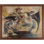 Mariano Rodríguez (Havana, 1912-1990) Cockfight. Oil on canvas. Signed and dated 1956. 76 x 95 cm.