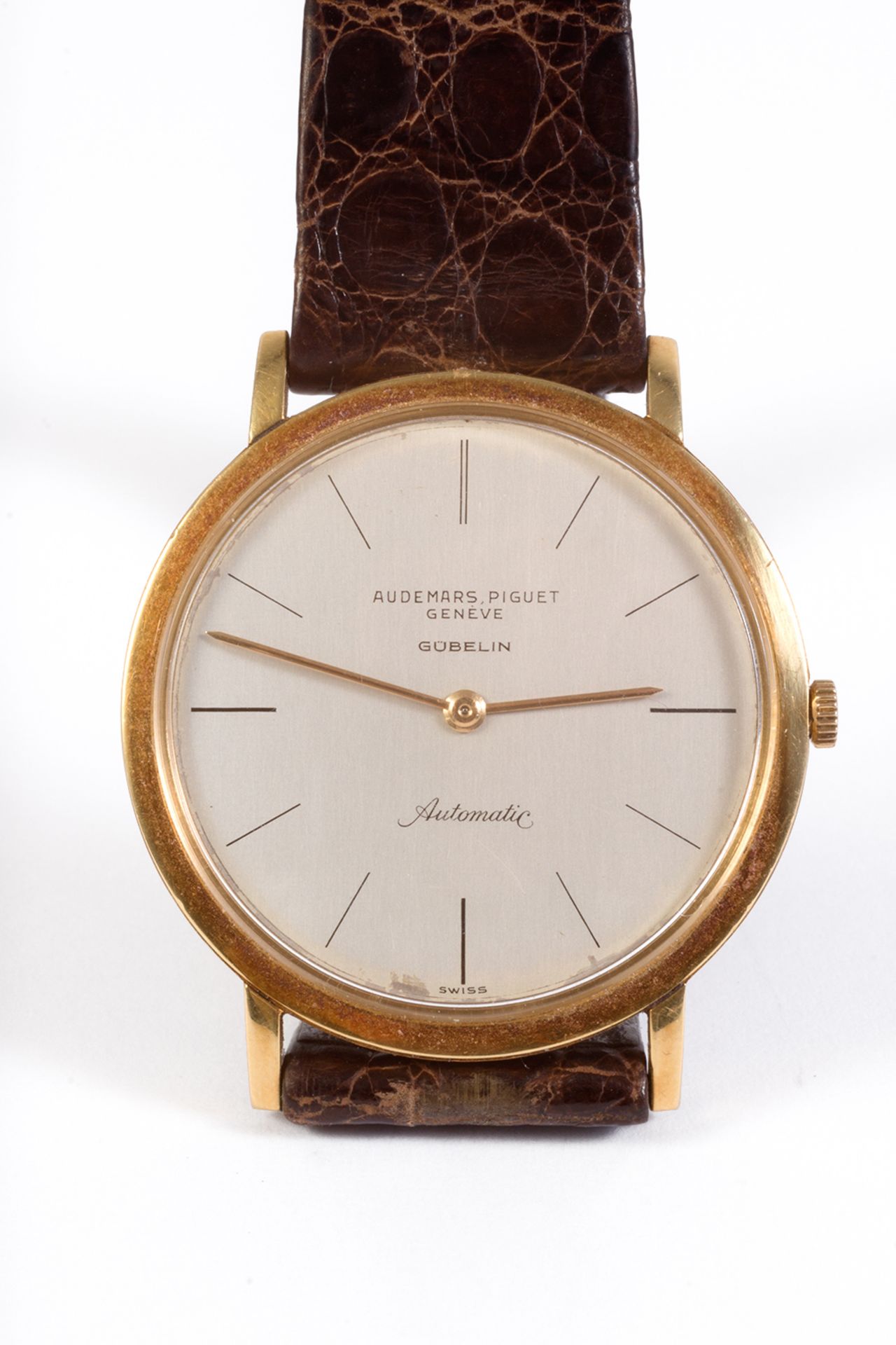 Audemars Piguet wristwatch, Gübelin model, in gold and leather strap. Automatic movement. - Bild 4 aus 6
