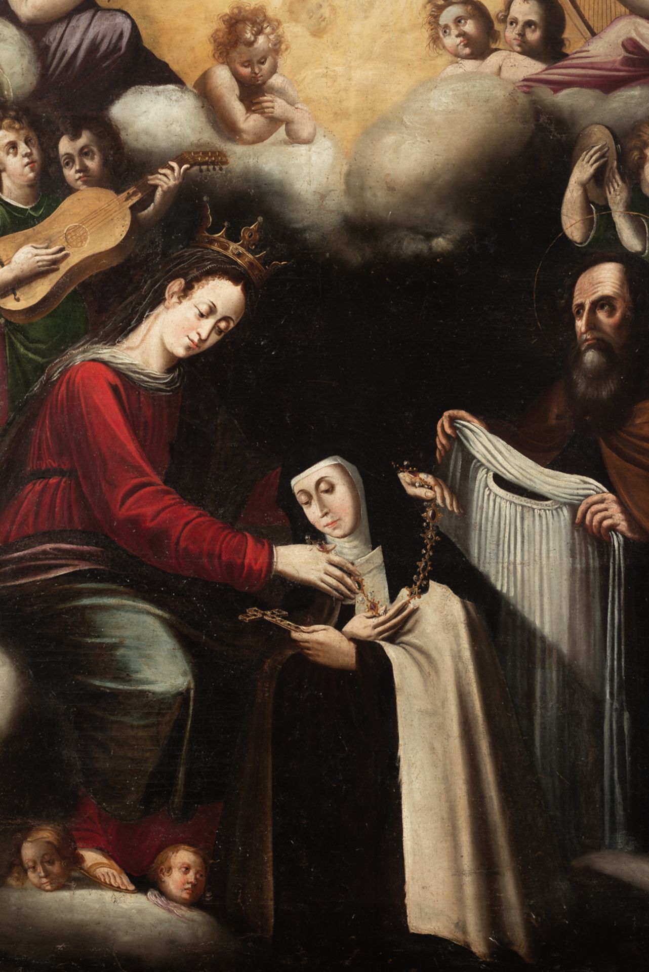 Sevillan school, 17th century. Teresa of Avila Receives the Veil and Necklace from the Virgin and St - Image 5 of 7