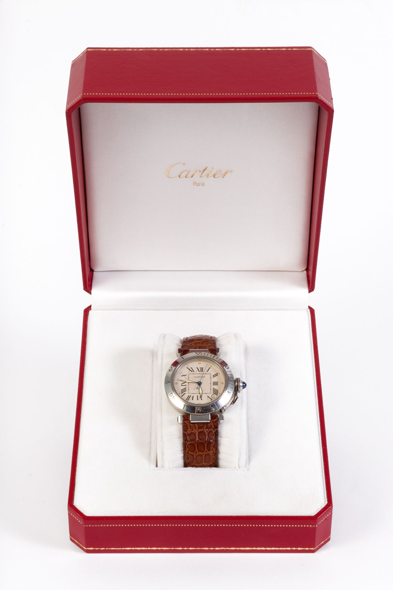Cartier wristwatch in steel and leather strap. Calendar.  - Bild 2 aus 6