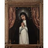 Colonial school, Mexico, 17th century. True Portrait of the Virgin of the Solitude of the Victory of