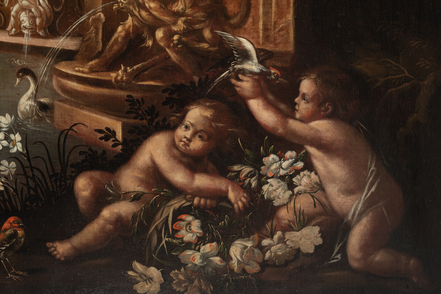 Italian school, 17th century. Garden with fountain and cupids. - Image 2 of 6