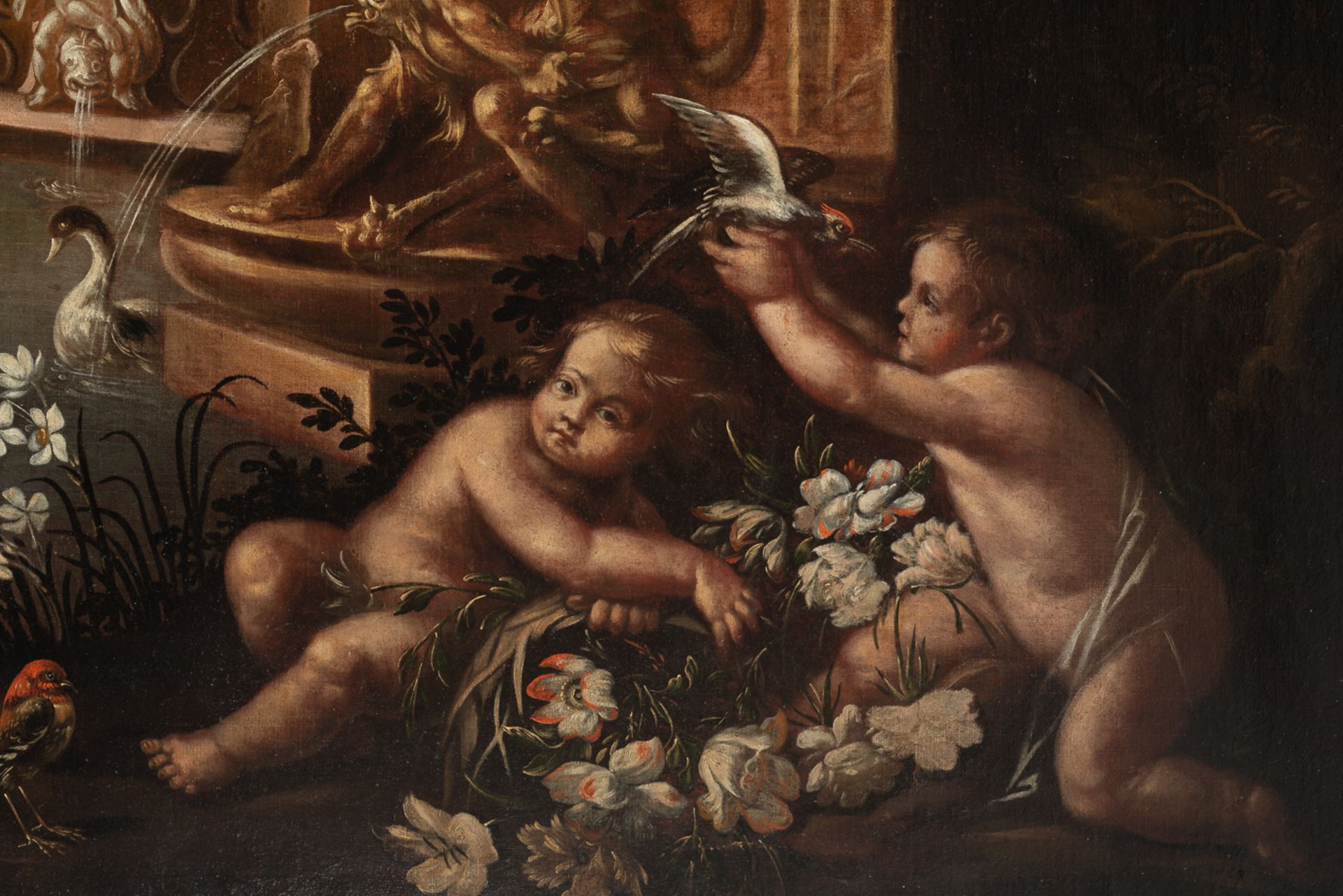 Italian school, 17th century. Garden with fountain and cupids.  - Bild 2 aus 6