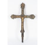 Italian school of the 16th century. Renaissance processional cross in gilded copper with a wooden so