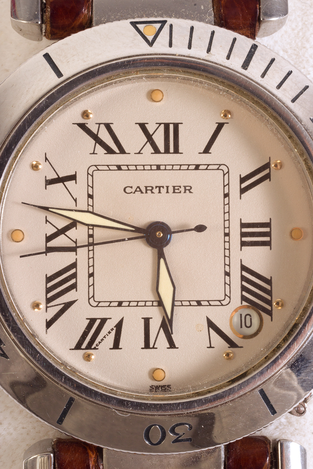 Cartier wristwatch in steel and leather strap. Calendar. - Image 4 of 6