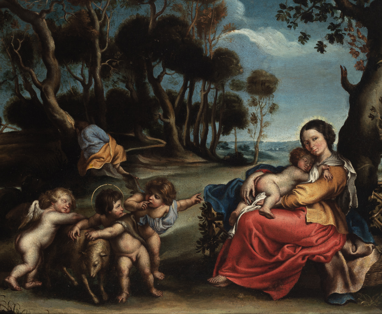 Flemish school, 17th century. Follower of Peter Paul Rubens. Rest on the flight into Egypt. - Image 2 of 3