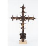 Italian school of the 16th century. Renaissance processional cross in carved.