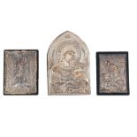 Four silver orthodox icons, 20th century.