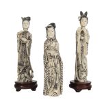 Carved bronce geishas. China, 20th century.