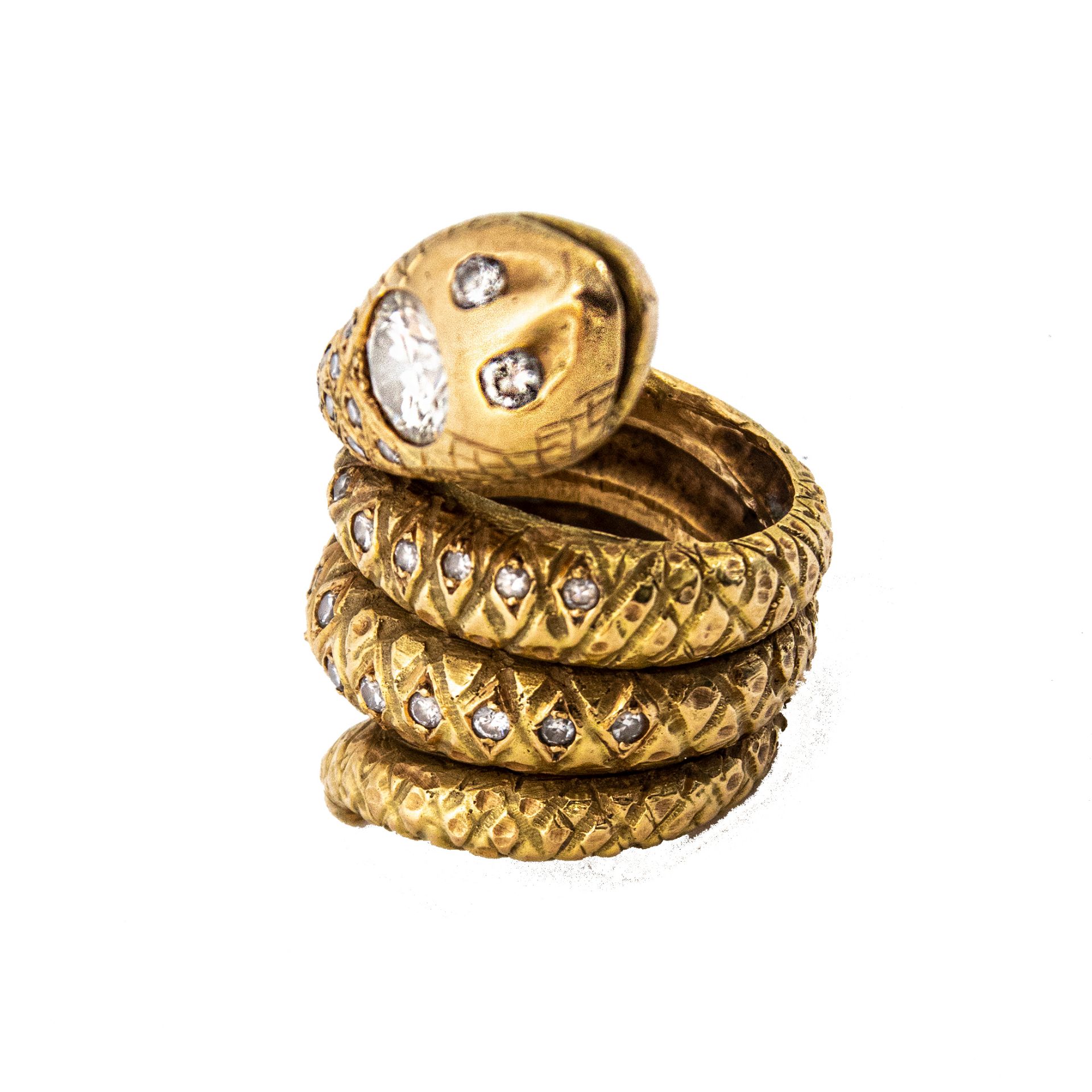 Gold and diamonds snake ring. - Bild 2 aus 2