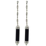 Art Deco style white gold, onyx and diamonds earrings.