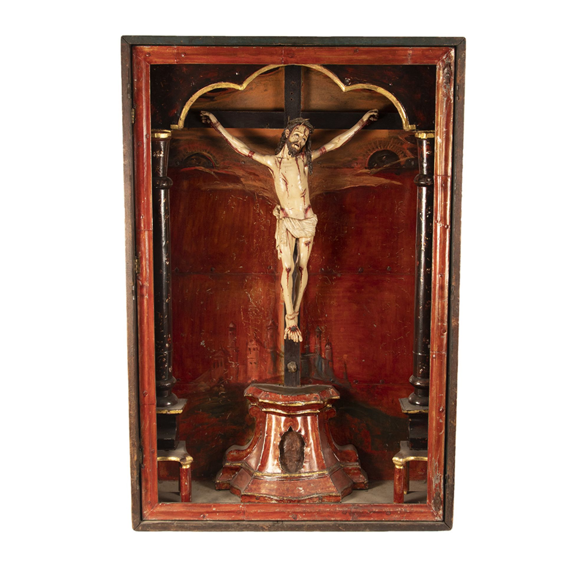 Attributed to Manuel Chili "Caspicara". The crucified Christ.