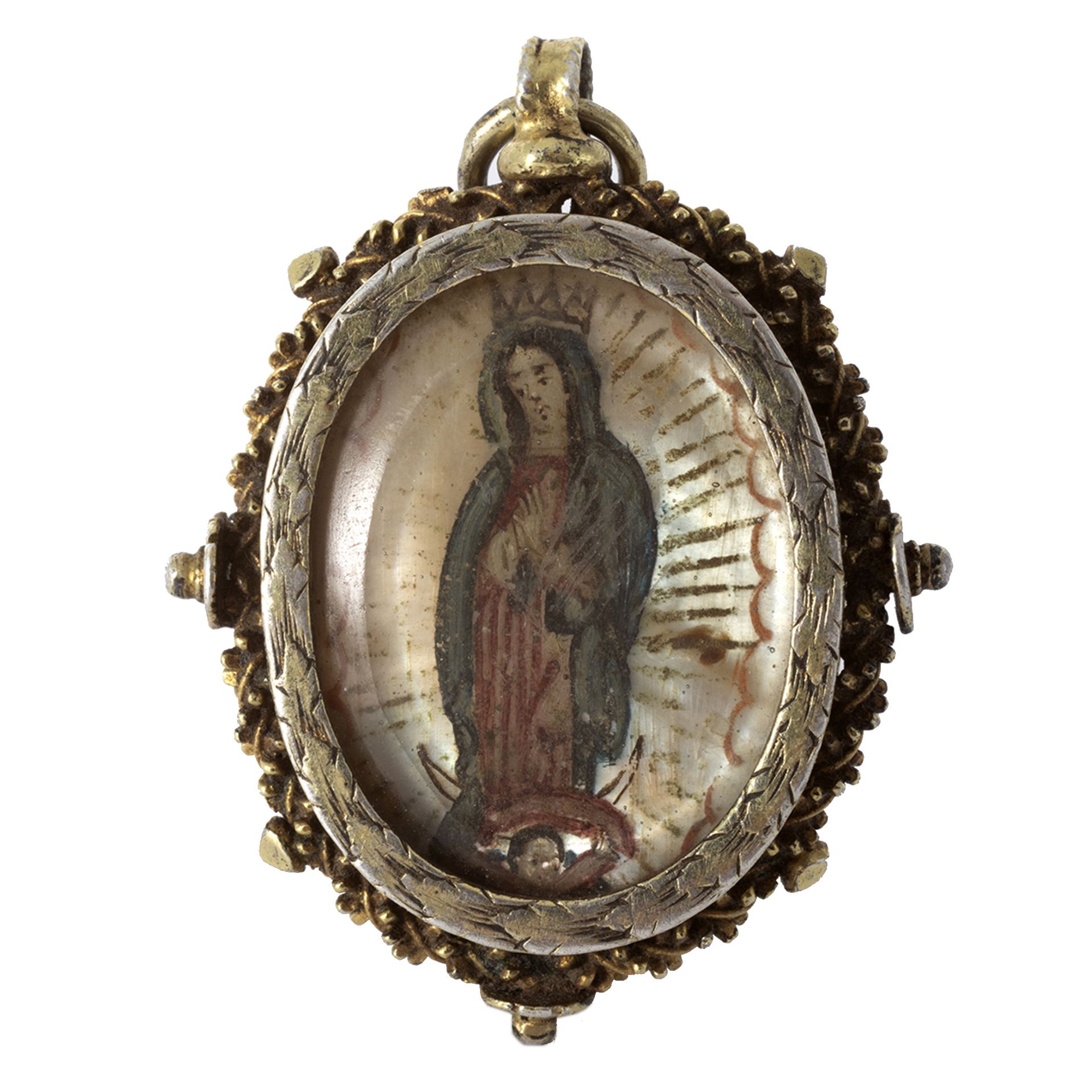 Spanish colonial silver reliquary pendant.
