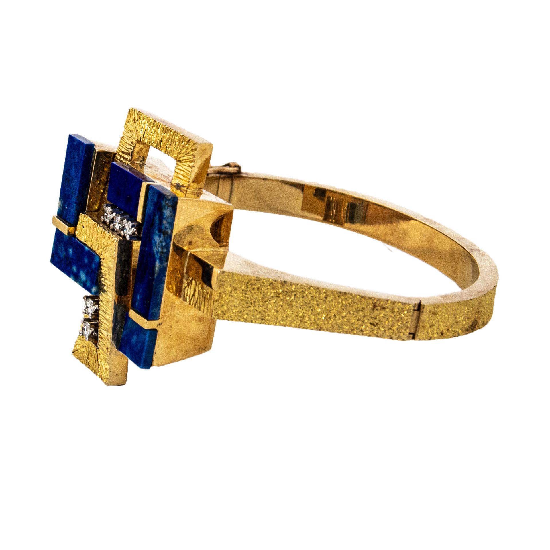 Gold, lapis lazuli and diamonds bracelet. - Image 2 of 2