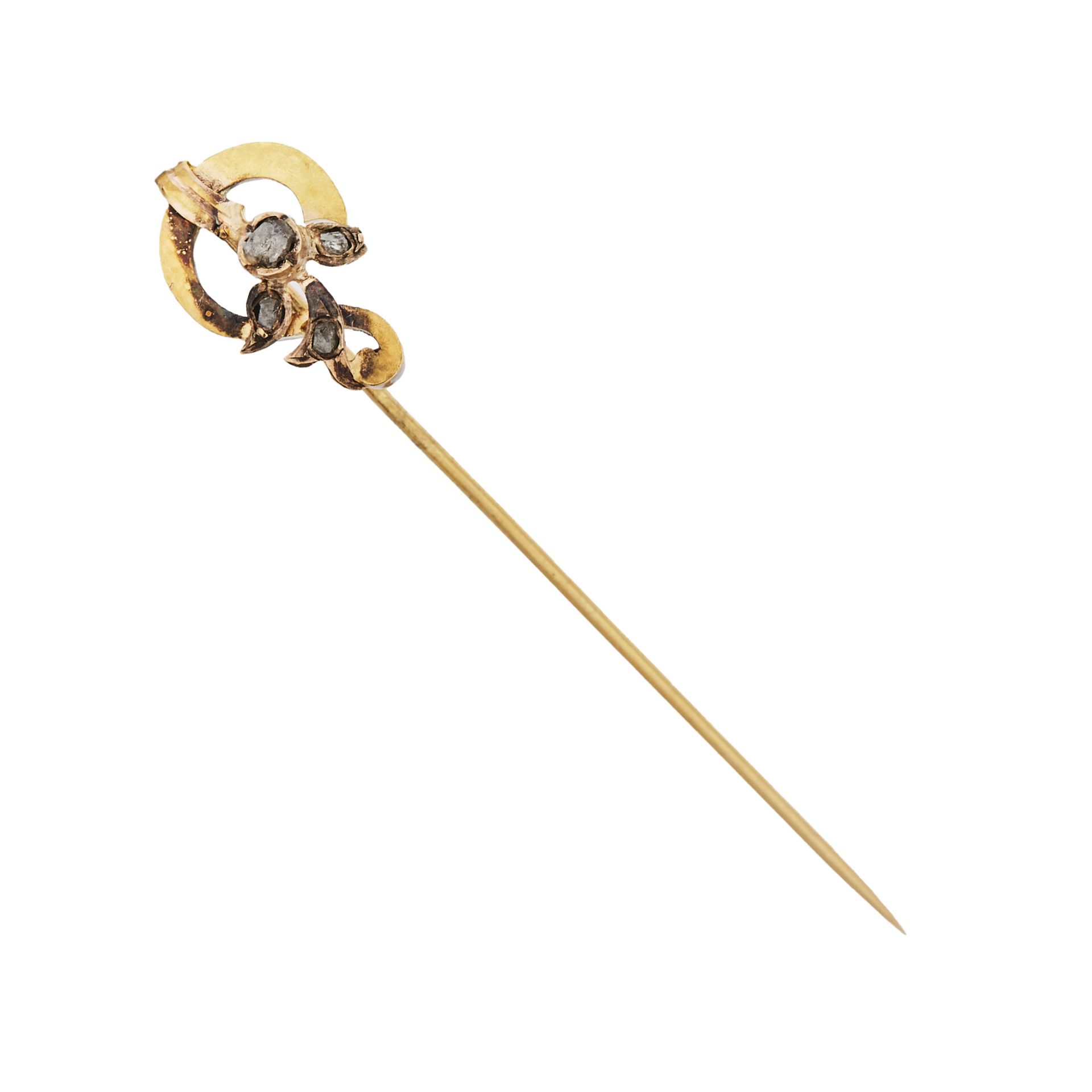 Modernist gold and diamonds needle brooch, late 19th century.