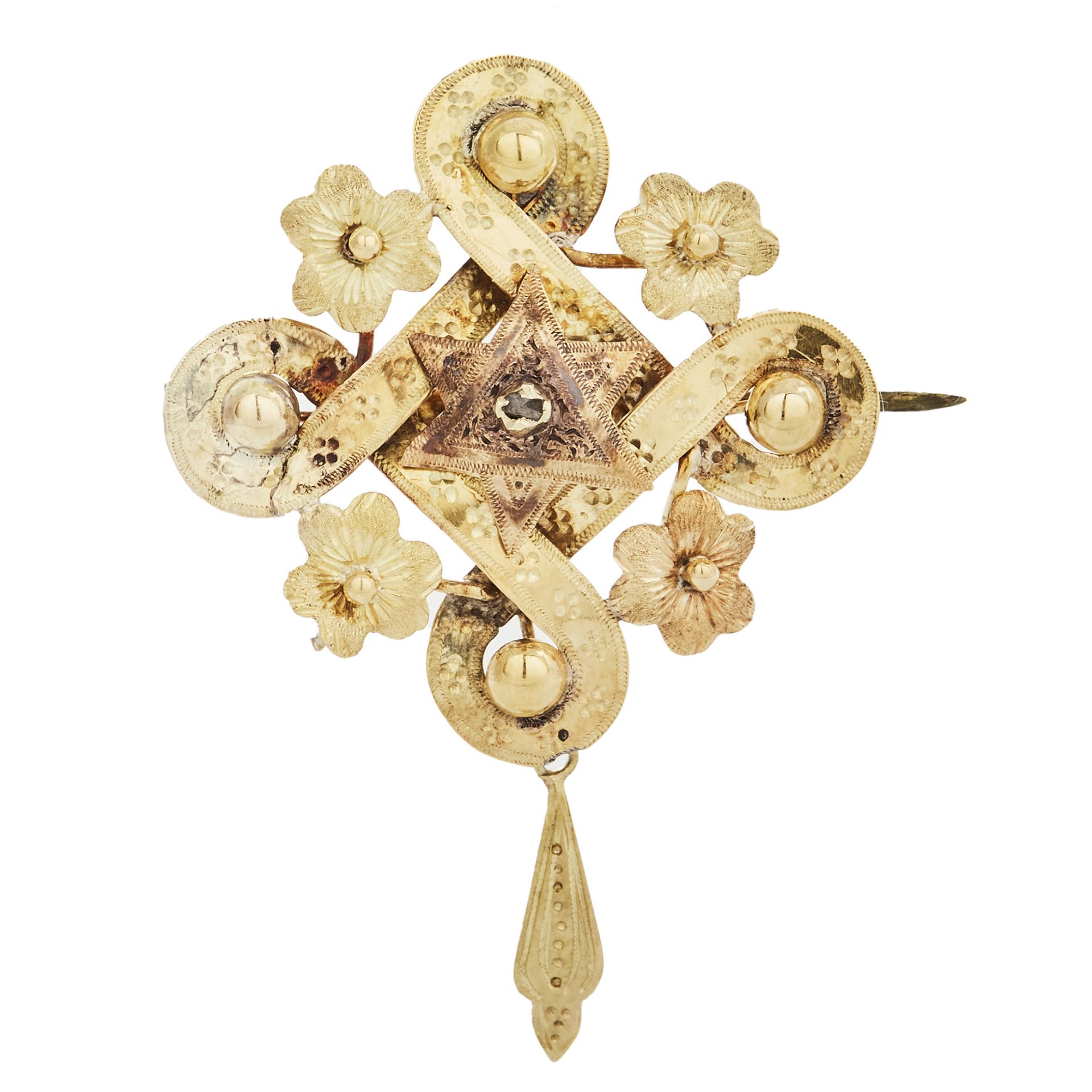 Alphonsine gold and dismonds brooch, late 19th century.