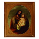 Andallusian school, 17th century. Circle of Bartolome Esteban Murillo. Saint Joseph with Child.