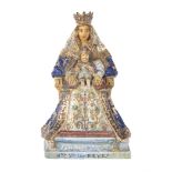 Glazed ceramic Virgin of the Kinds. Portugal, early 20th century.