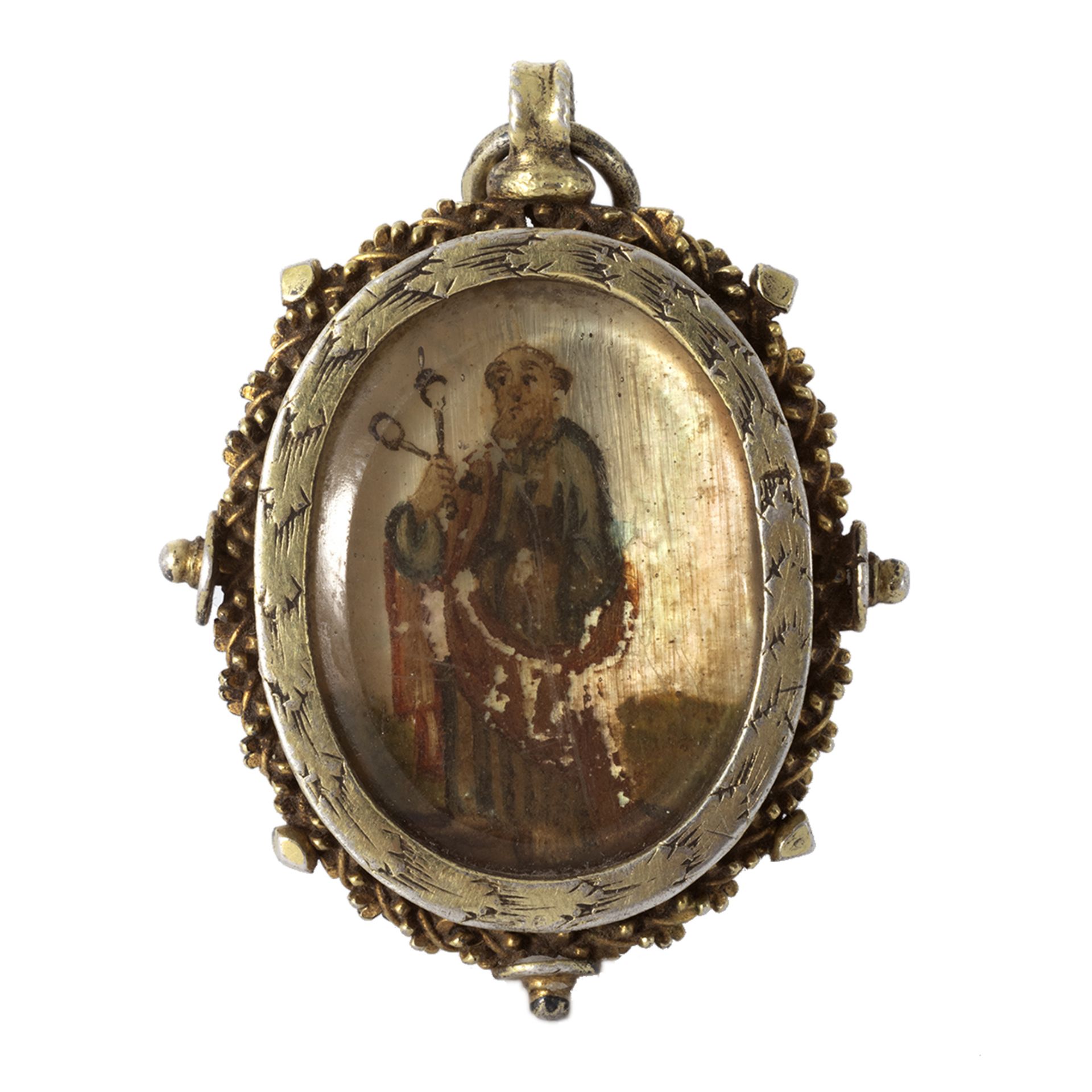 Spanish colonial silver reliquary pendant. - Image 2 of 2