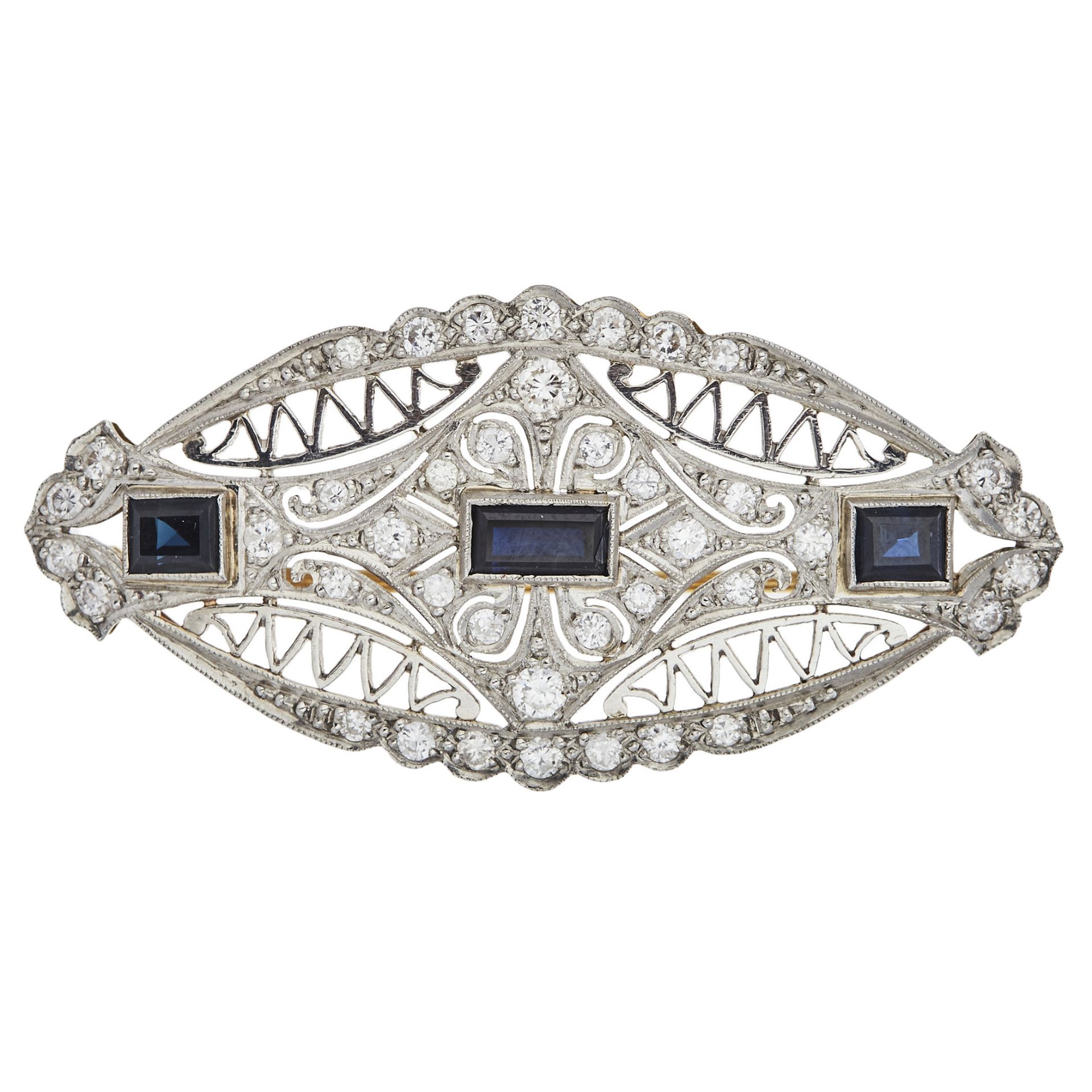 Art Deco style gold, platinum and diamonds brooch.