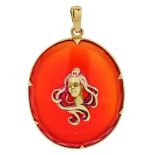 Gold and carnelian pendant.