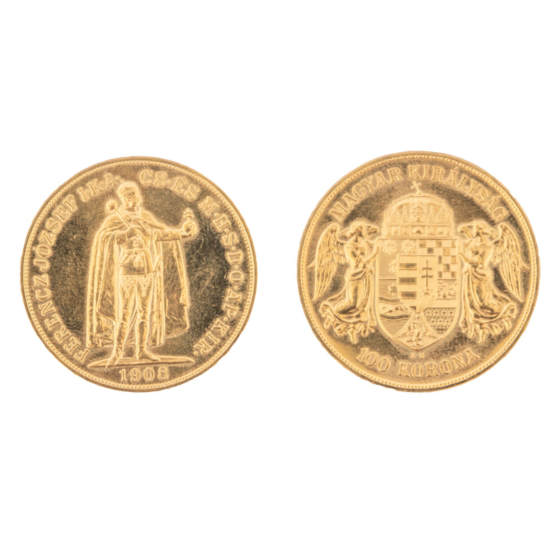 Austrian gold coin. Franz JosephI 1908.