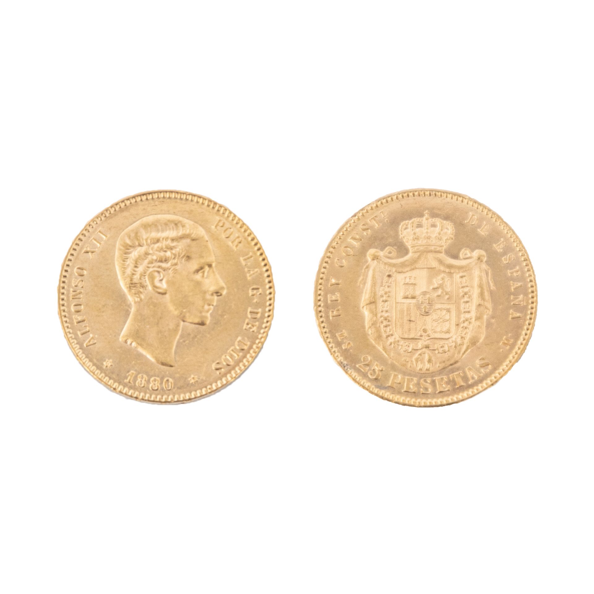 Spanish gold coin. Alfonso XII 1880.