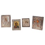 Three silver orthodox icons, 20th century.