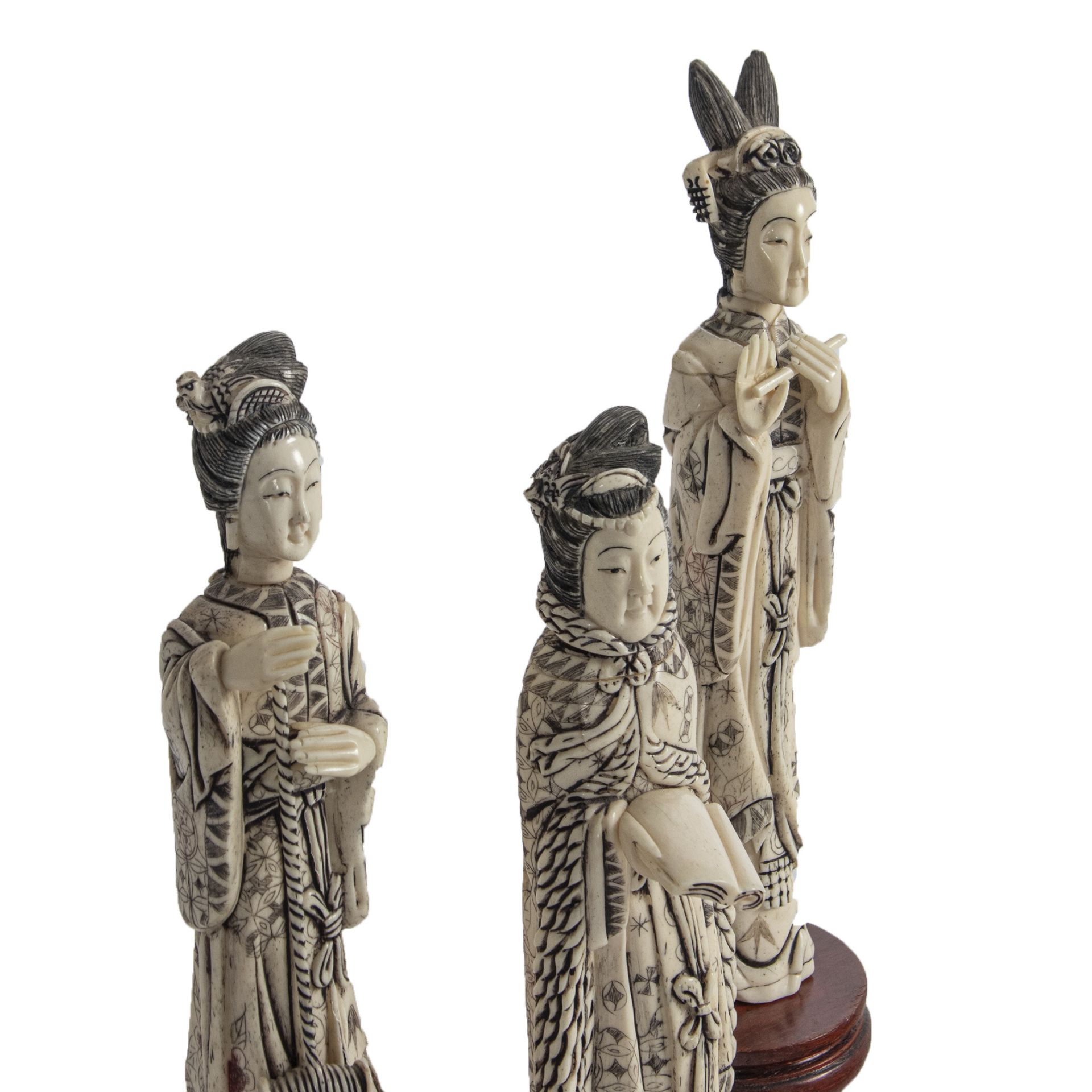 Carved bronce geishas. China, 20th century. - Image 2 of 3