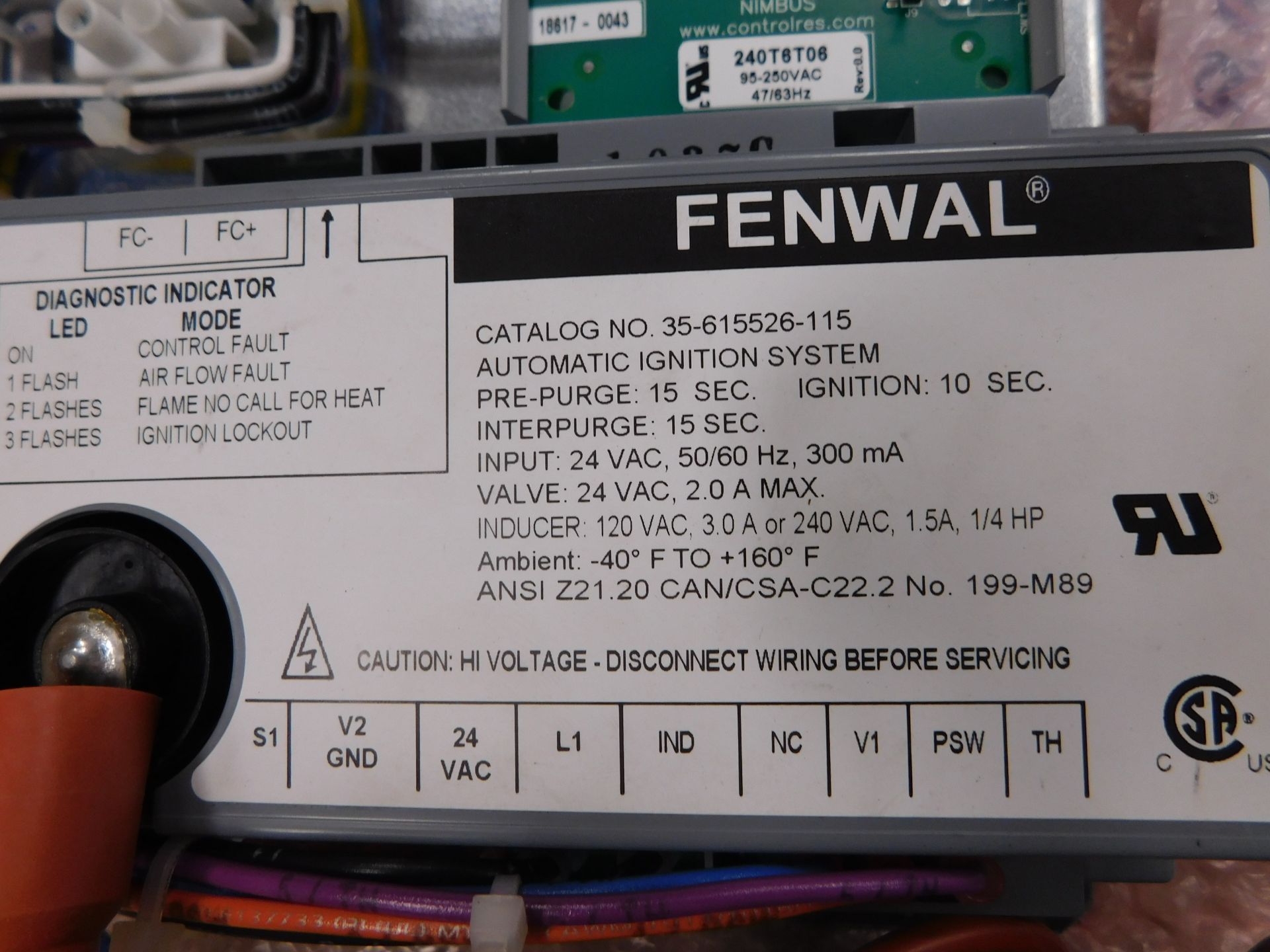 Fenwal 35-615526-115 - Ignition Control Fenwal 24 VAC microprocessor-based, direct spark ignition - Image 2 of 3