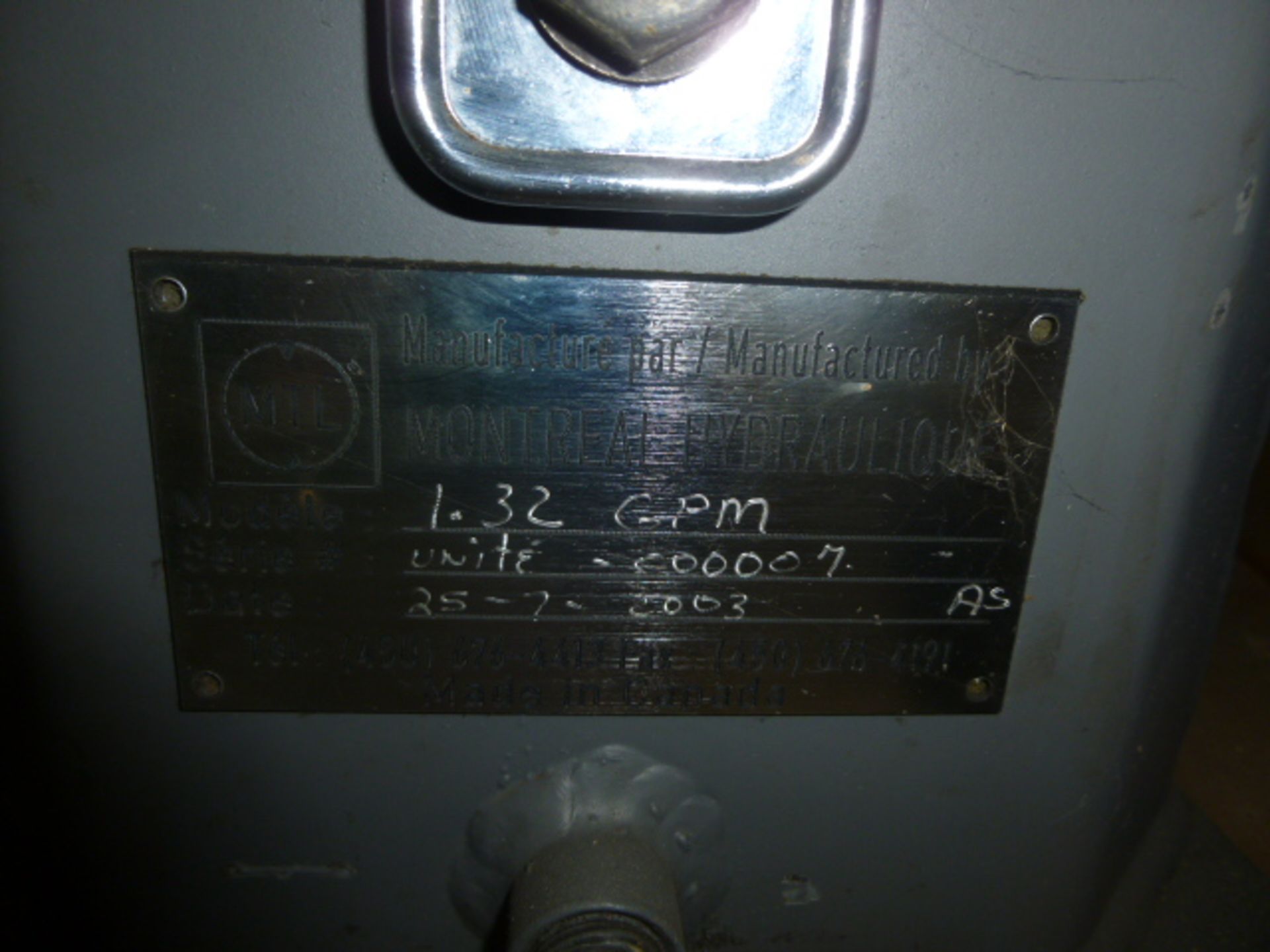 Hydraulic pump Brand: Montreal Hydraulique Model: 1.32 GPM Year: 2003 Item Location: Montreal - Image 3 of 4