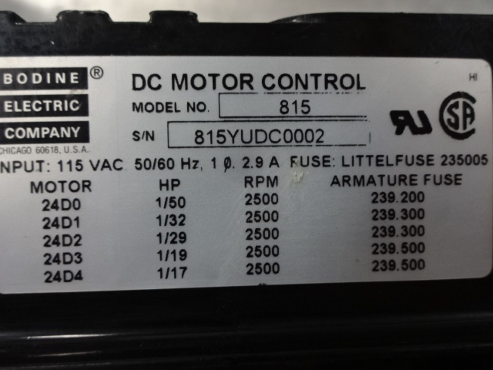 Bodine Electric Company DC Motor Control Adjustable Speed/Torque Control - Image 3 of 4