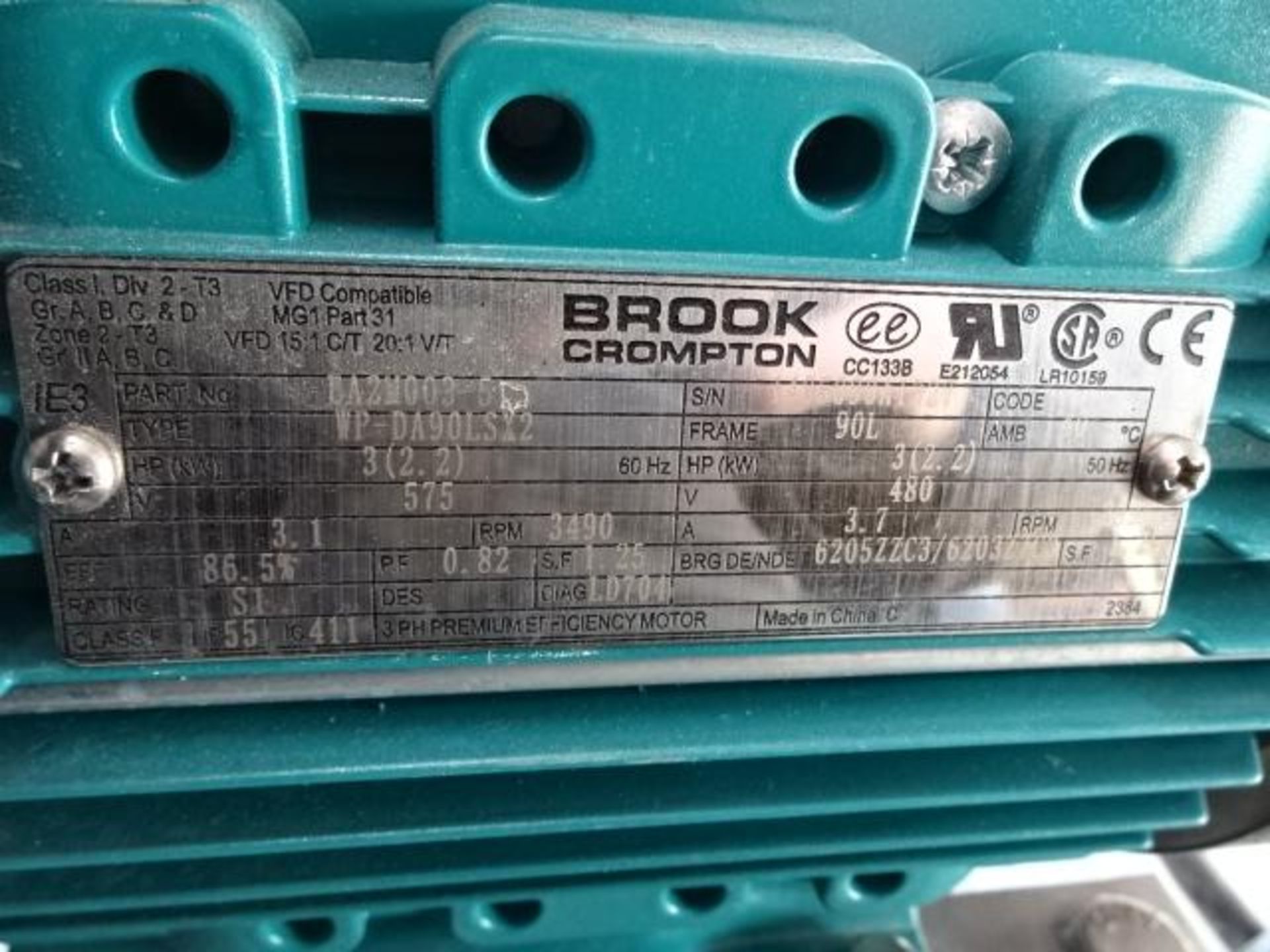 Transfer Pump 575volt Brook Crompton 3 HP - Image 2 of 5