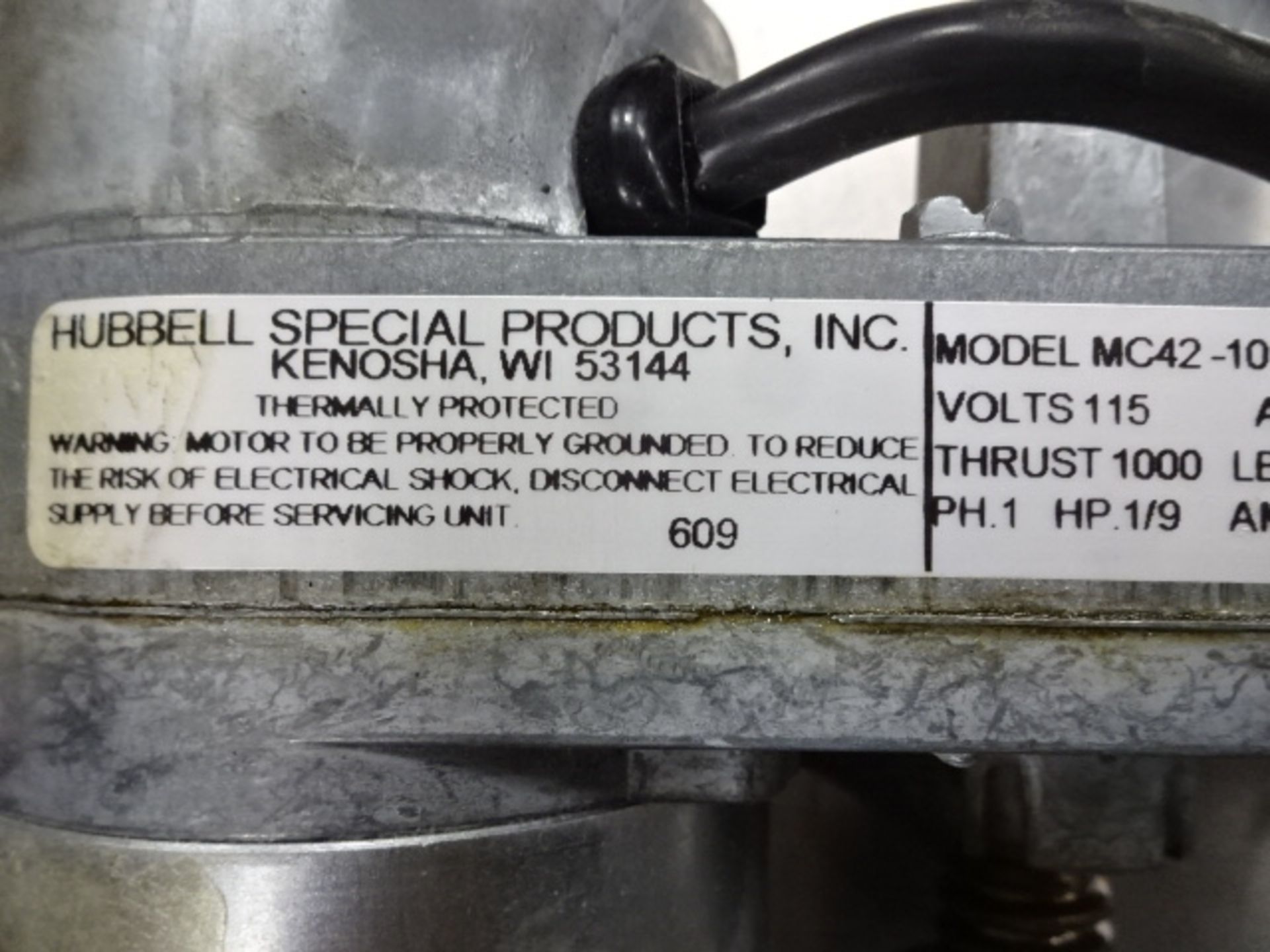 Hubbel MC 42 1014H Incline Lift Motor 1000 lbs thrust - Image 2 of 4