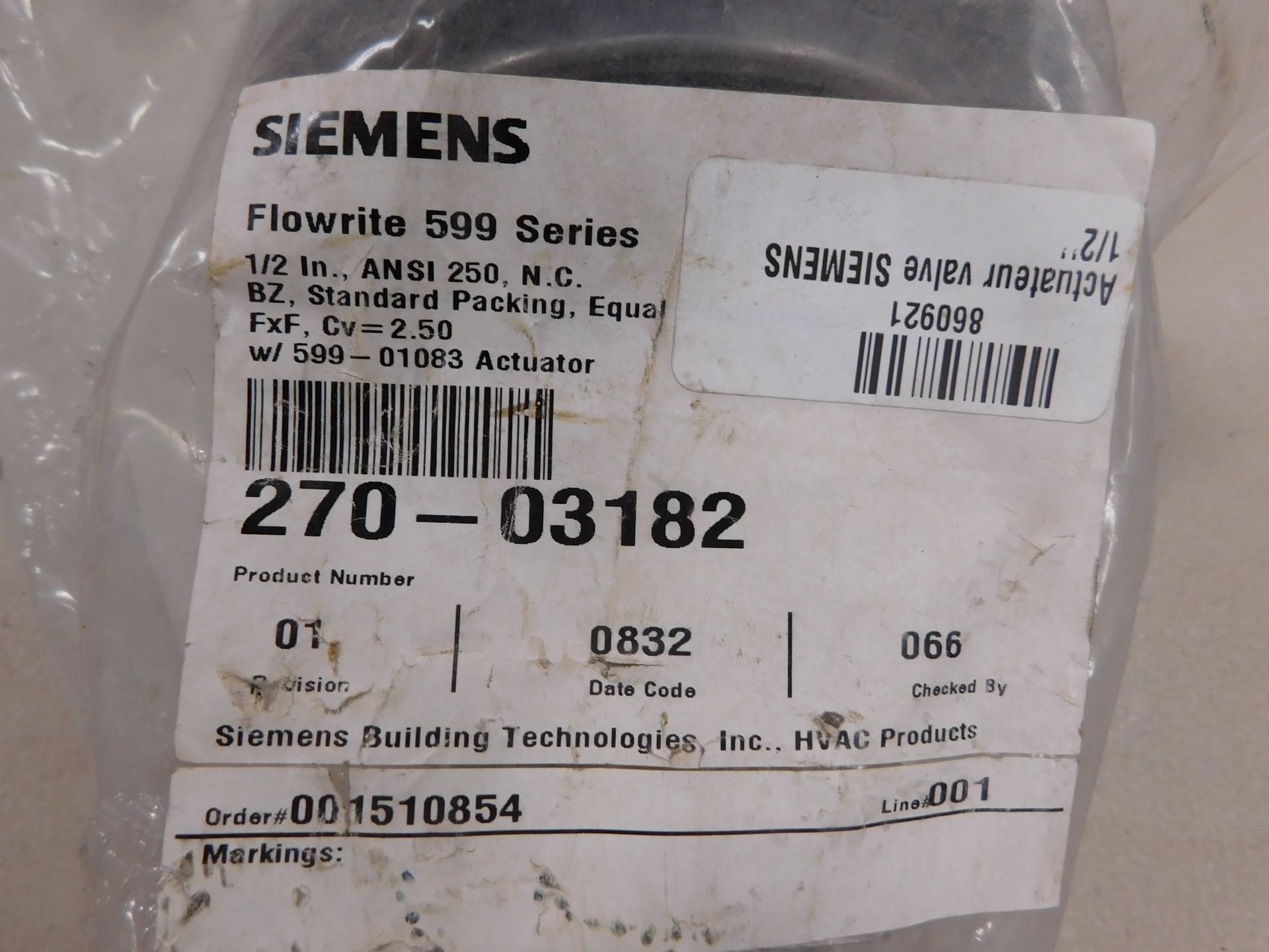 Siemens Actuator Valve 1/2 - Image 2 of 3