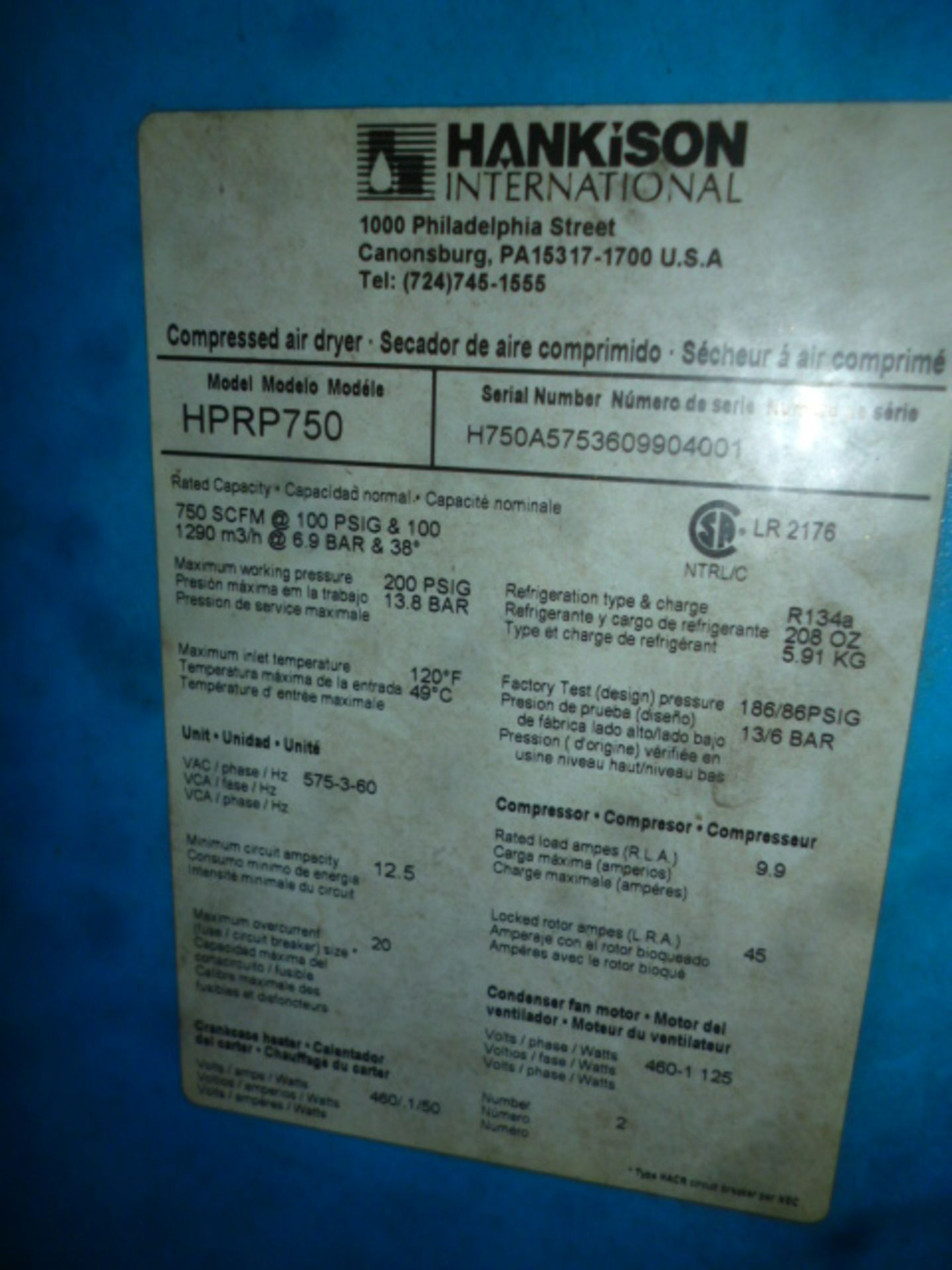 Compressor Sullair model LS-20 585cf / min @ 125psig, modulation to 135 psig Includes a Hankison - Image 6 of 6
