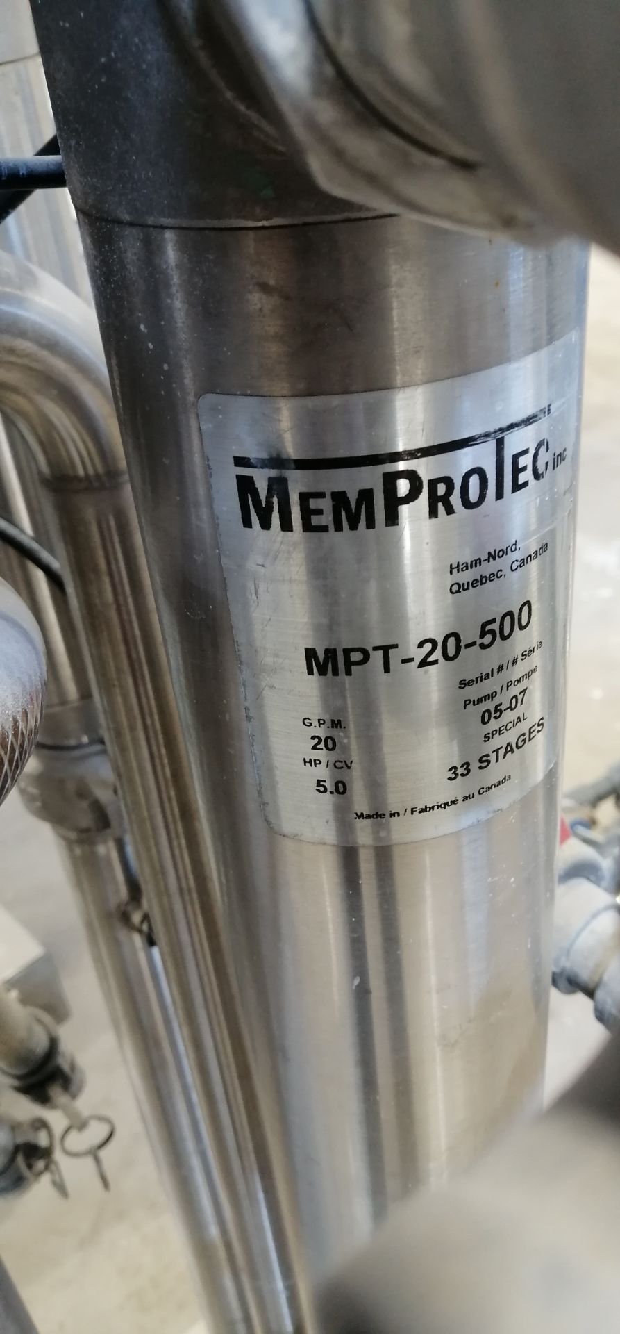 MemPro Series Stainless Steel Reverse osmosis or nanofiltration system Model:185-ROLP - Image 13 of 13
