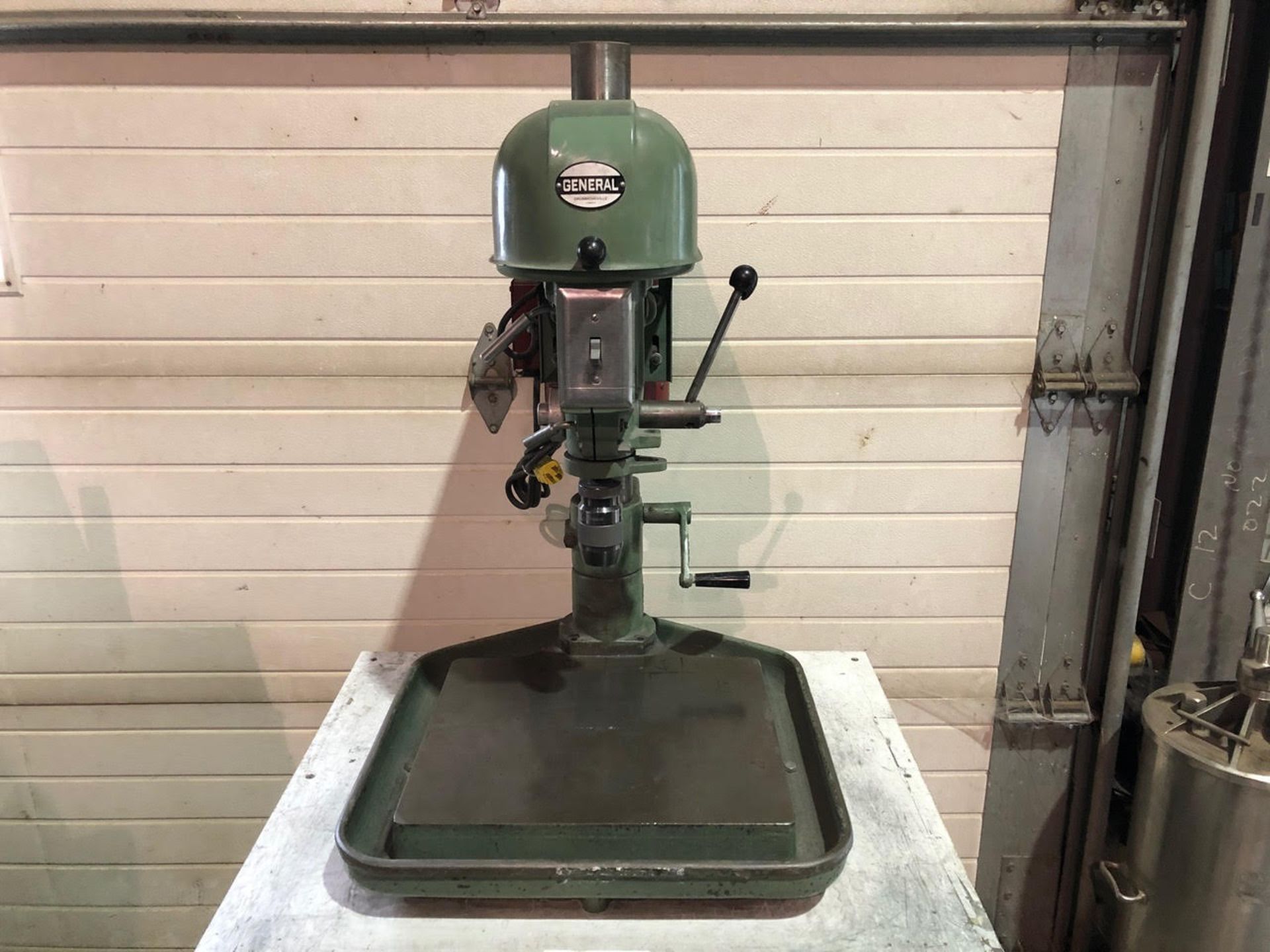 General model 340 industrial drill press with 21 '' x 21 '' cast iron table on 30 '' x 26 '' - Image 2 of 5