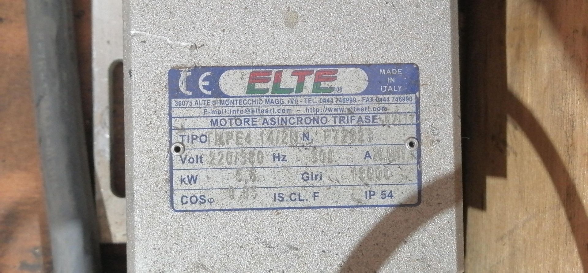 4 ELTE TMPE4 14/2N SPINDLE MOTOR Specifications: 220/380 V 300 A 7.5 HP 3 Phase - Image 5 of 5