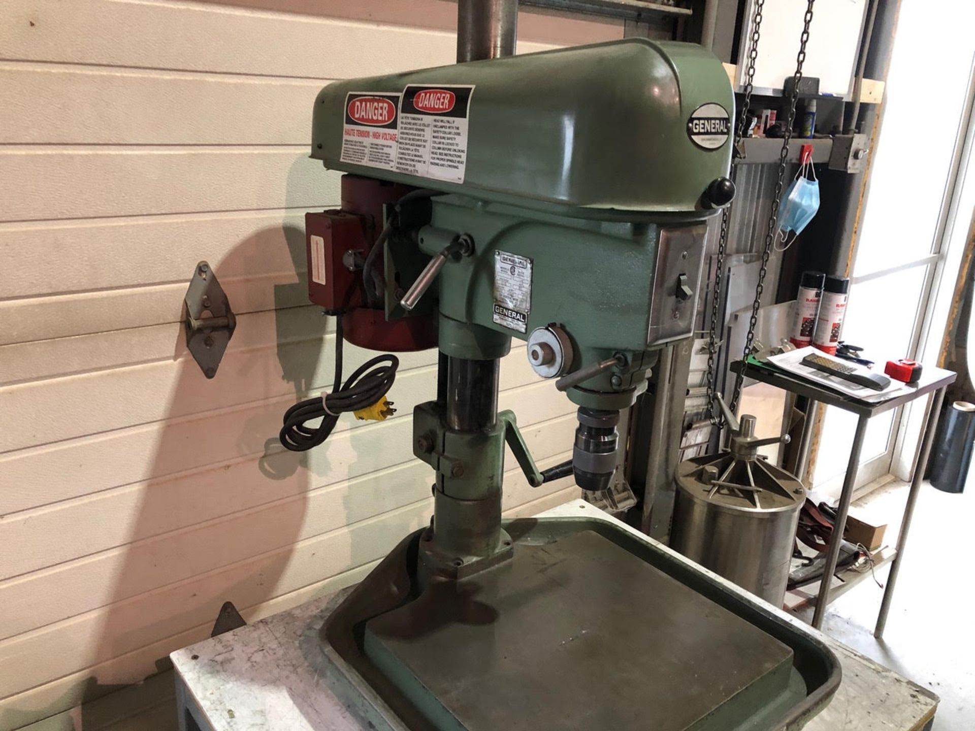 General model 340 industrial drill press with 21 '' x 21 '' cast iron table on 30 '' x 26 '' - Image 4 of 5