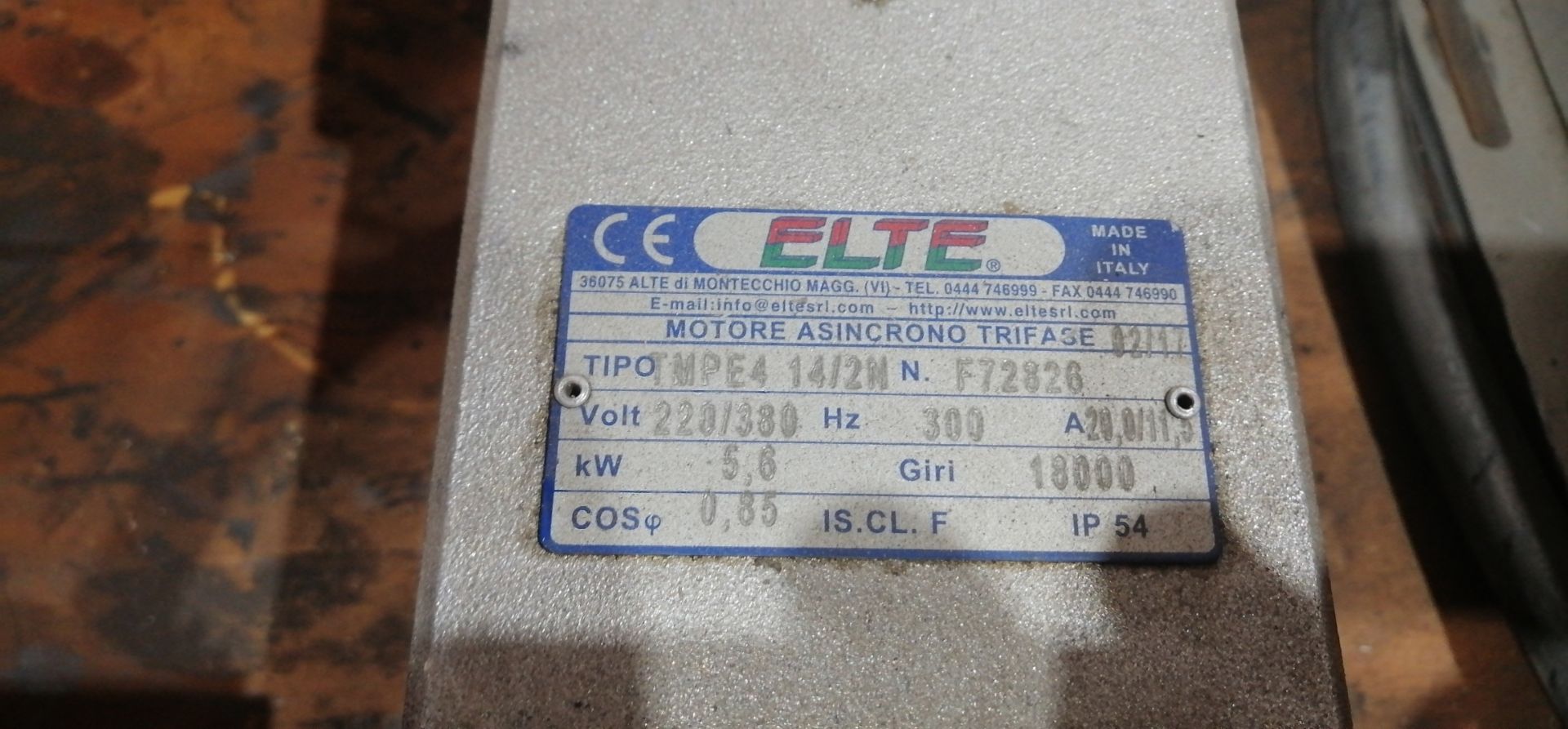 4 ELTE TMPE4 14/2N SPINDLE MOTOR Specifications: 220/380 V 300 A 7.5 HP 3 Phase - Image 2 of 5