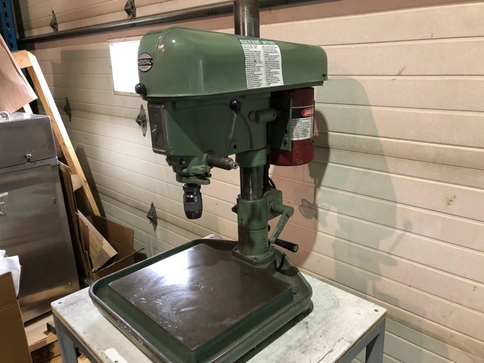 General model 340 industrial drill press with 21 '' x 21 '' cast iron table on 30 '' x 26 '' - Image 3 of 5