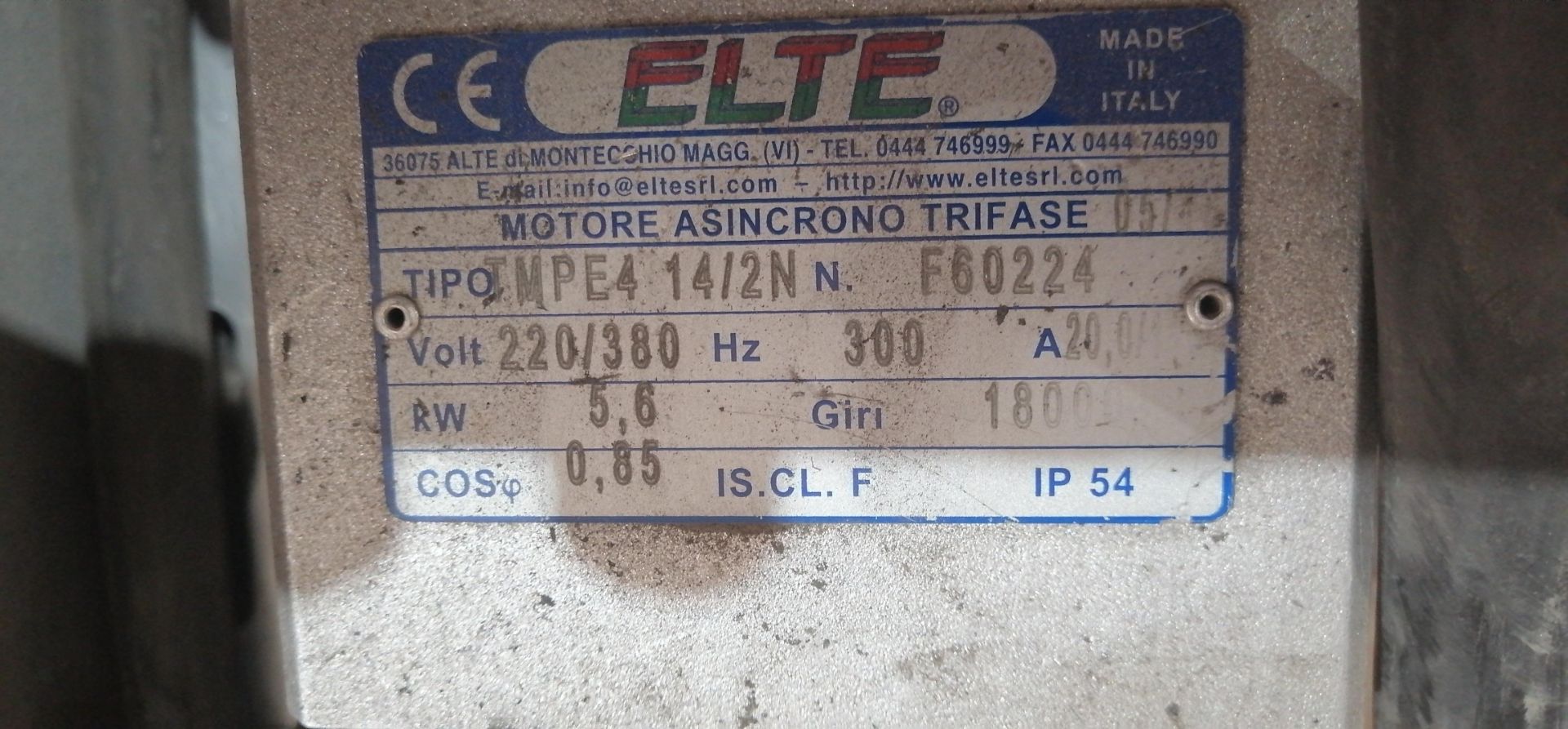 4 ELTE TMPE4 14/2N SPINDLE MOTOR Specifications: 220/380 V 300 A 7.5 HP 3 Phase - Image 3 of 5