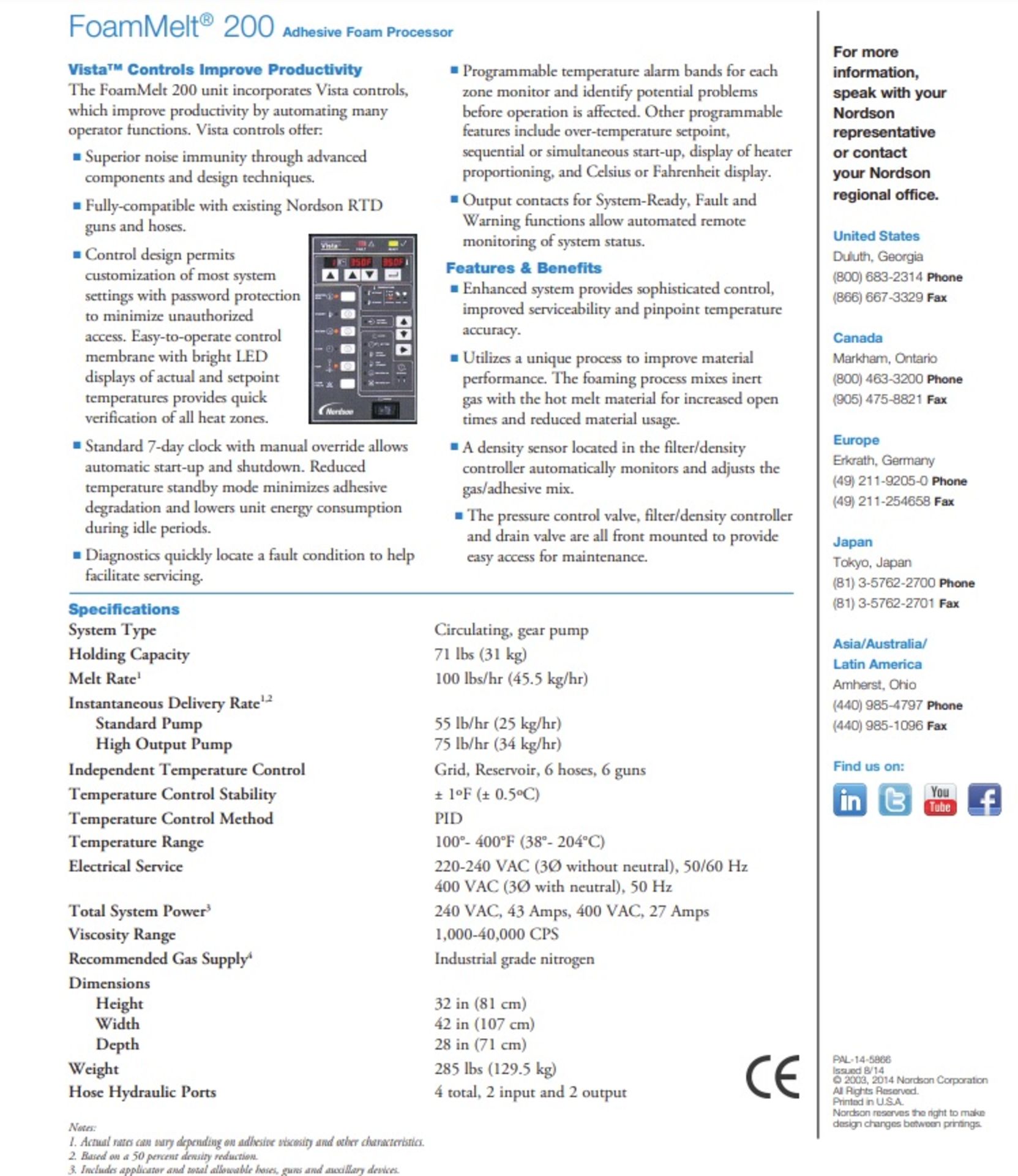 FoamMelt® Dispensing System Nordson foam melt 200 200/240 volt FoamMelt systems use a patented - Image 4 of 9