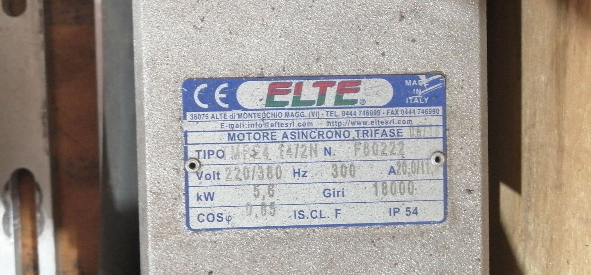 4 ELTE TMPE4 14/2N SPINDLE MOTOR Specifications: 220/380 V 300 A 7.5 HP 3 Phase - Image 4 of 5