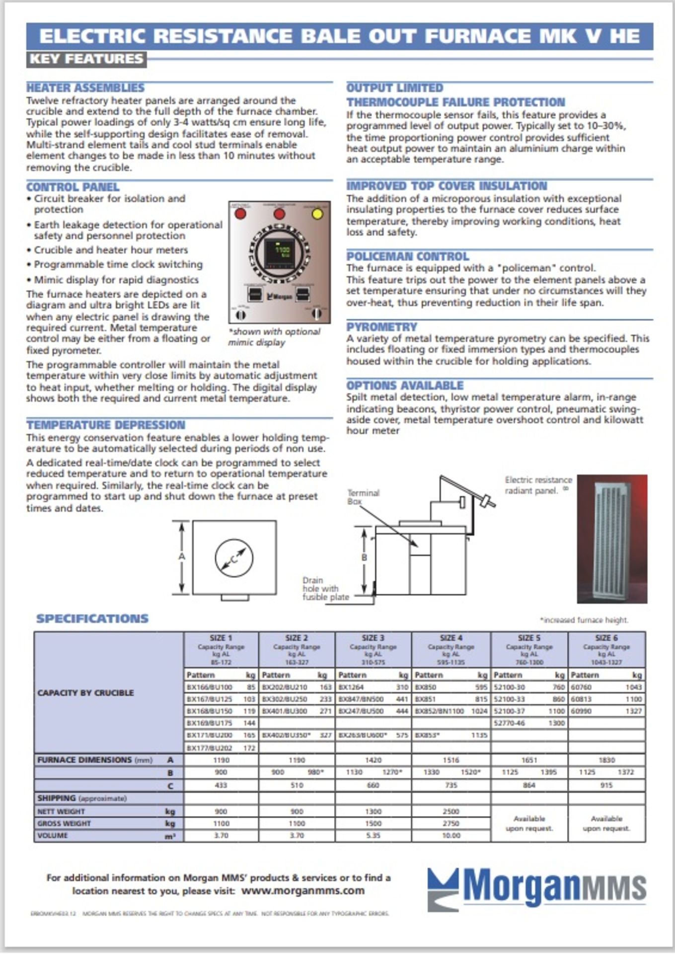 MORGAN FURNACE, ELECTRIC RESISTANCE BALE OUT FURNACE, MODEL HE ERBO M3 Item Location : Laval  - - Image 15 of 15