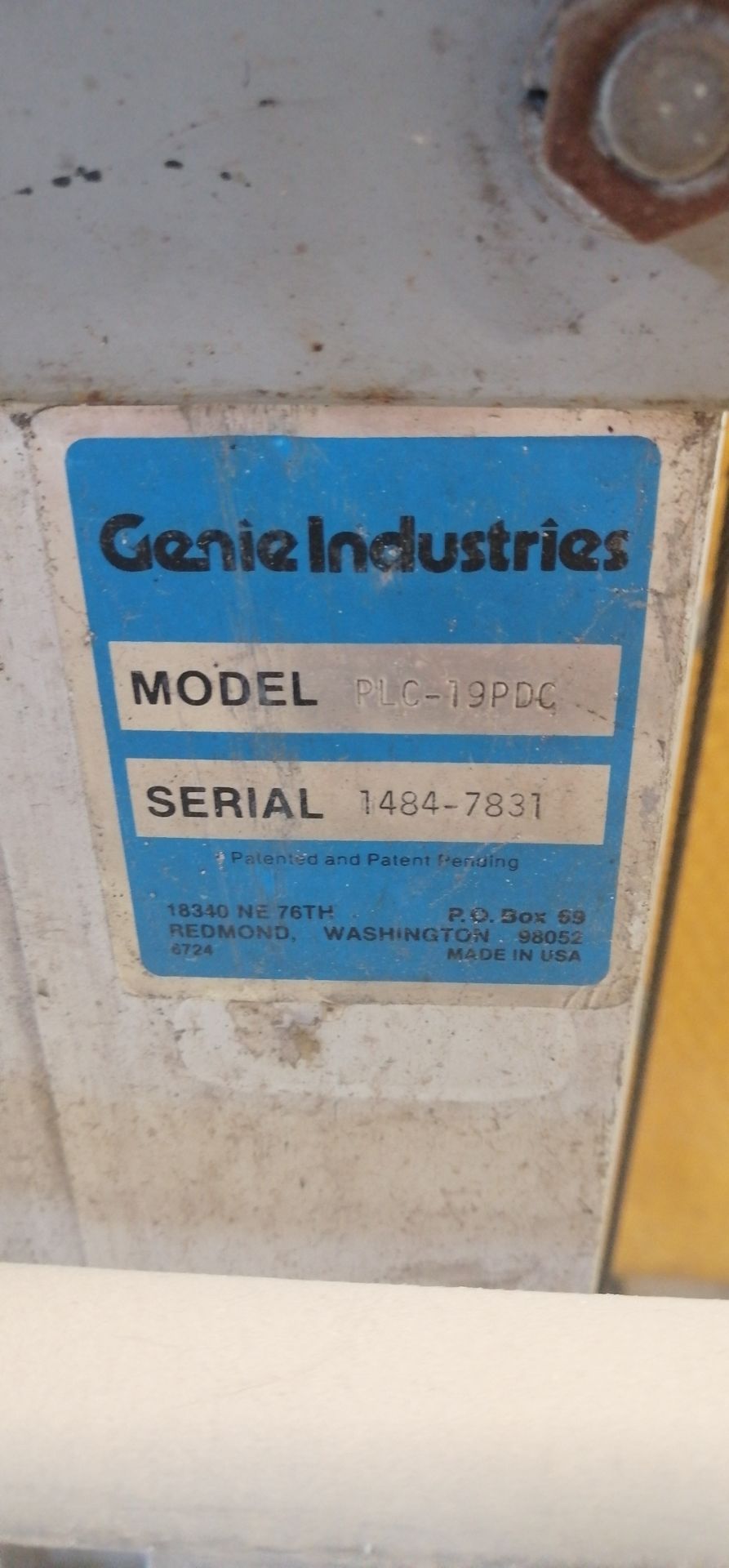 Genie Lift Model: PLC-19PDC *unknow condition *no battery  Item Location Drummondville - Image 8 of 8